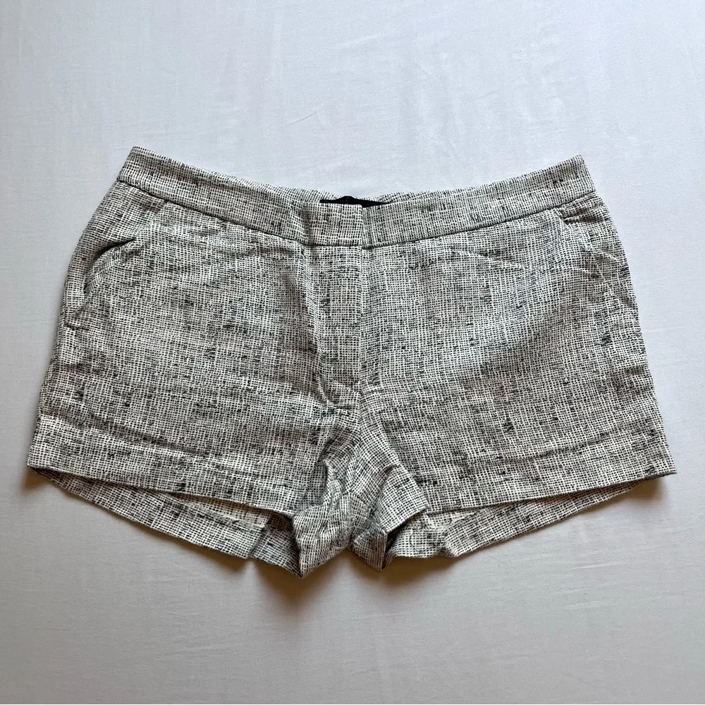 JENNI KAYNE‎ tan grey beige tweed high rise shorts